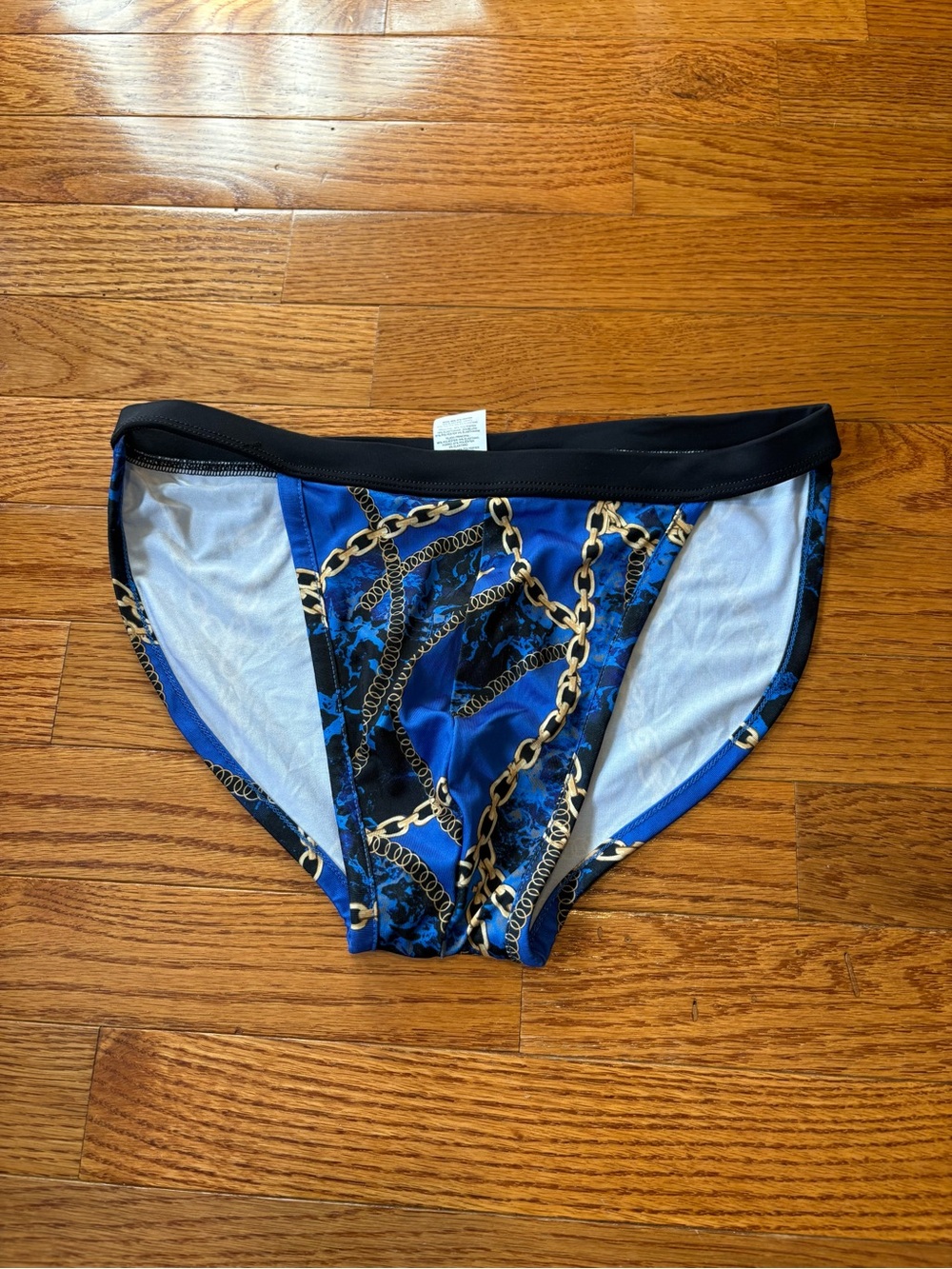 Blue Chain-Print men’s swim brief size small ASOS